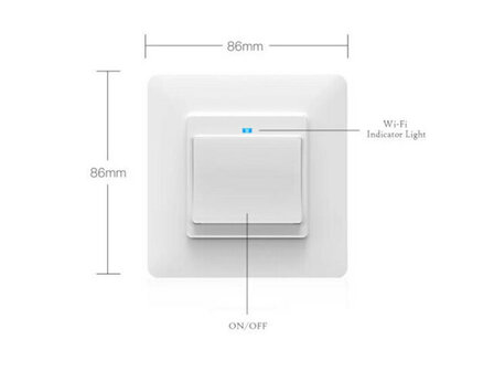 Slimme WiFi 1-voudige inbouw schakelaar voor bestaande schakelaars met controleverlichting en app bediening (wit)