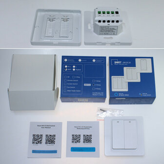 Slimme WiFi 2-voudige inbouw schakelaar voor bestaande schakelaars met controleverlichting en app bediening (wit)