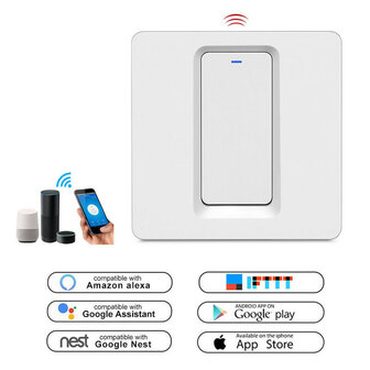 Slimme Zigbee 1-voudige inbouw schakelaar voor bestaande schakelaars met controleverlichting en app bediening (wit)