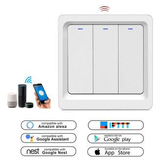 Slimme Zigbee 1-voudige inbouw schakelaar voor bestaande schakelaars met controleverlichting en app bediening (wit)