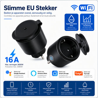 Wifi waterdichte outdoor stekker voor stroom met IP44 bescherming