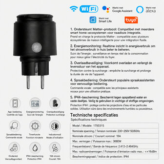 Wifi waterdichte outdoor stekker voor stroom met IP44 bescherming