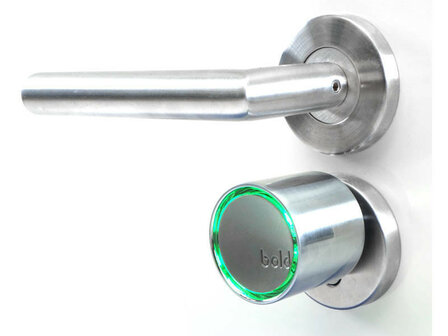 Slimme cilinder voor deurbeveiliging met Bluetooth app bediening pincode toegang en SKG beveiliging van RVS materiaal