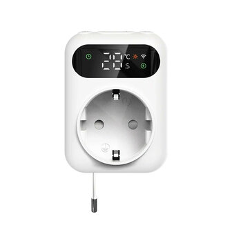 Stekkerthermostaat met NTC-sensor en Tuya Smart Life-app, 10A, Wit