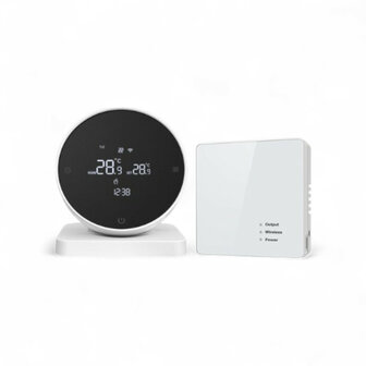 Thermostaat voor CV met WiFi (Tuya), touchscreen en 433MHz ontvanger - Wit