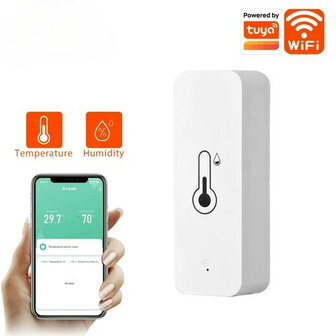 Hygrometer / temperatuur binnensensor met WiFi en LED-display, Tuya Smart Life, wit