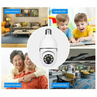 E27 camera lamp 360&deg; panoramisch Full HD 1080p wit