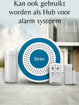 Binnensirene draadloos 85dB met stroboscooplicht, batterijgevoed, wit