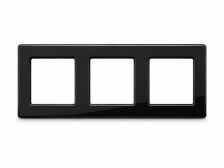 Frame voor schakelmateriaal 3 voudig zwart (glaspaneel)