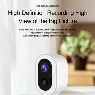 Beveiligingscamera met accu voor buiten met wifi, bewegingsdetectie, spotlight en tweeweg audio
