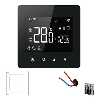 Wifi Surface-Mounted Thermostat with Touchscreen for Central Heating System (Black)