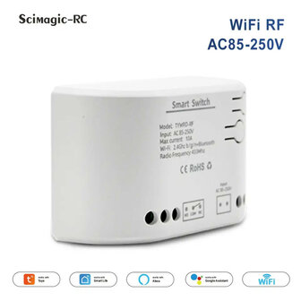 Smart Switch (COM/NO/NC) voor schakelen met Wifi app bediening en 10 Ampere capaciteit