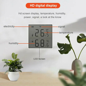 Thermometer en hygrometer voor binnen met real time monitoring en groot display