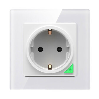 Inbouw stopcontact voor smart home met wifi app bediening maximale belasting 16 amp wit (glaspaneel)