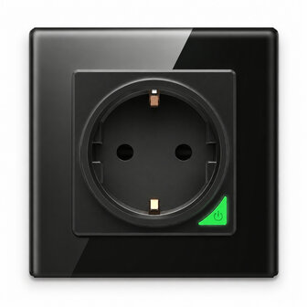 Inbouw stopcontact voor thuis met wifi bediening en spraakbesturing zwart (glas paneel)