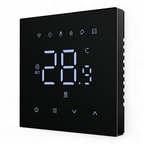 Wifi Inbouw Thermostaat met Touchscreen voor C.V. Installatie (zwart)
