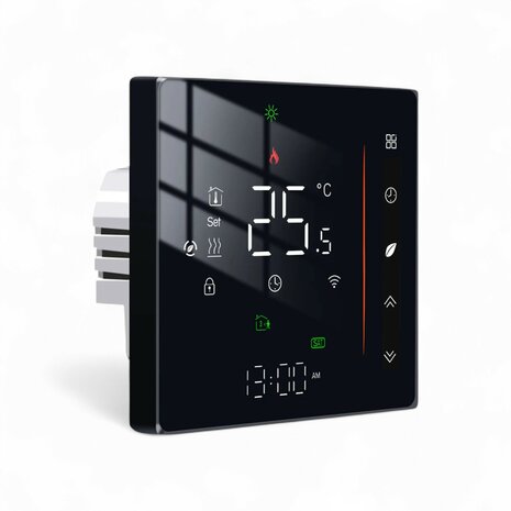 Wifi Inbouw Thermostaat met Touchscreen voor C.V. Installatie (zwart) M1