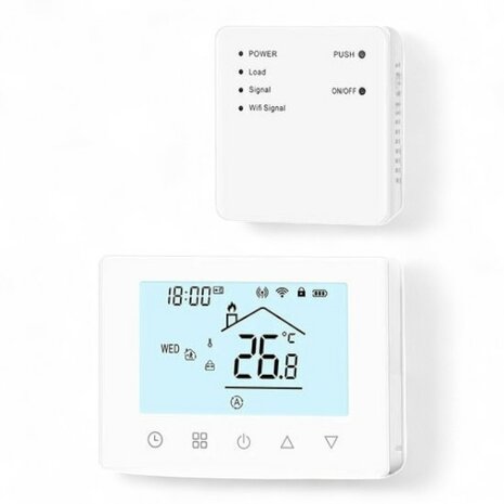 Wifi Draadloze Thermostaat met Touchscreen voor c.v. en boiler verwarming (wit)