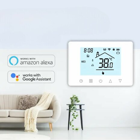 Wifi Draadloze Thermostaat met Touchscreen voor c.v. en boiler verwarming (wit)