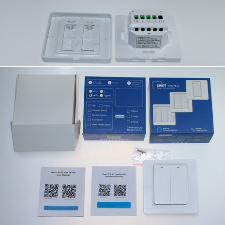 Smart WiFi Lichtschakelaar Wit 2-knoppen