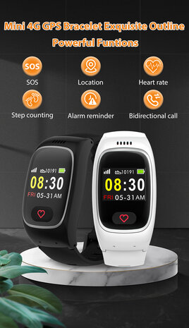 SOS Horloge LCD display met 2-weg communicatie en hartslagmeter (GPS optie)