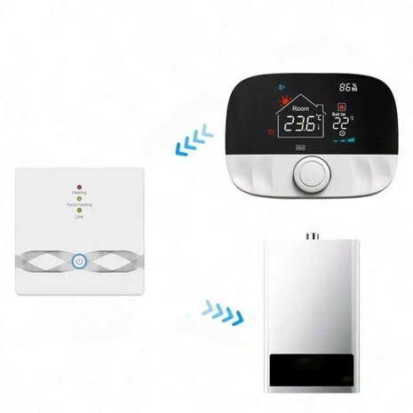Wifi Draadloze Thermostaat met Draaiknop voor C.V. Installatie (zwart/grijs)