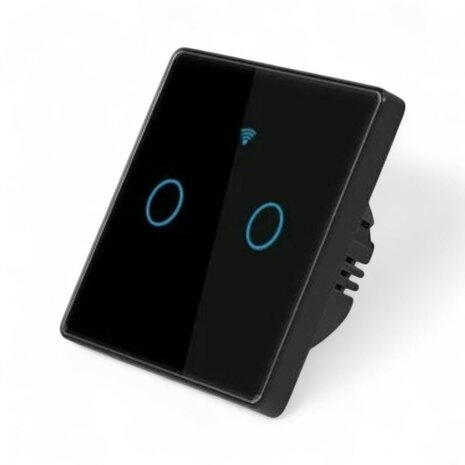 Smart WiFi Touch Lichtschakelaar Zwart 2-knoppen