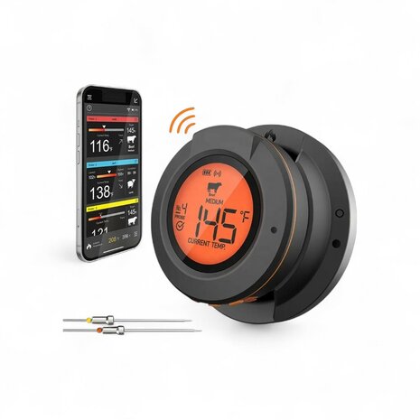 Kamado Thermometer met Dome Temperatuur en 2 Probes voor Kernmeting