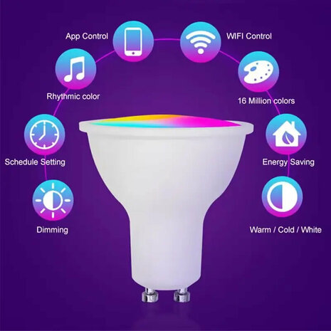 WiFi Slimme spotlight GU10 4,7W RGB + CCT