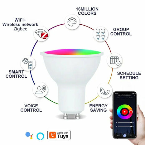 WiFi Slimme spotlight GU10 4,7W RGB + CCT