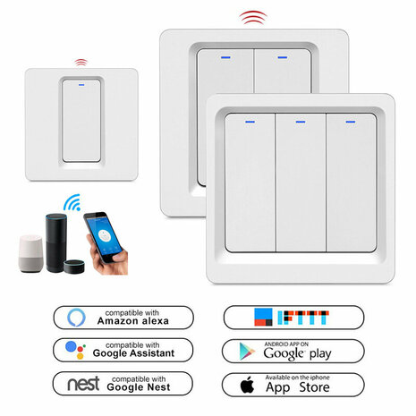 Smart WiFi Lichtschakelaar Wit 3-knoppen