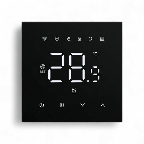 Wifi Inbouw Thermostaat met Touchscreen voor Elektrische vloerverwarming en Infrarood (zwart)