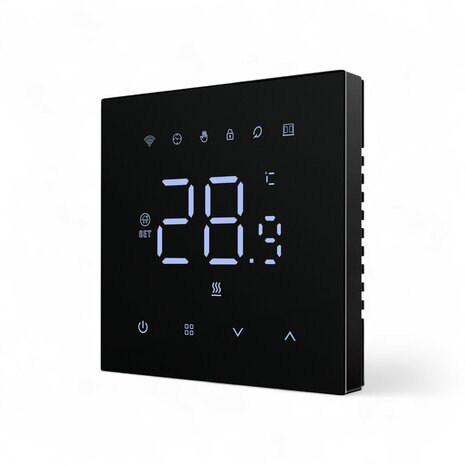 Wifi Inbouw Thermostaat met Touchscreen voor Elektrische vloerverwarming en Infrarood (zwart)