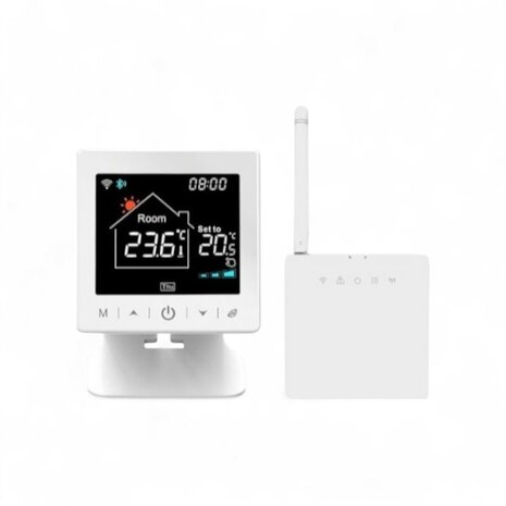 Wifi Draadloze Thermostaat met Tiptoetsen voor C.V. Installatie (zwart/wit)