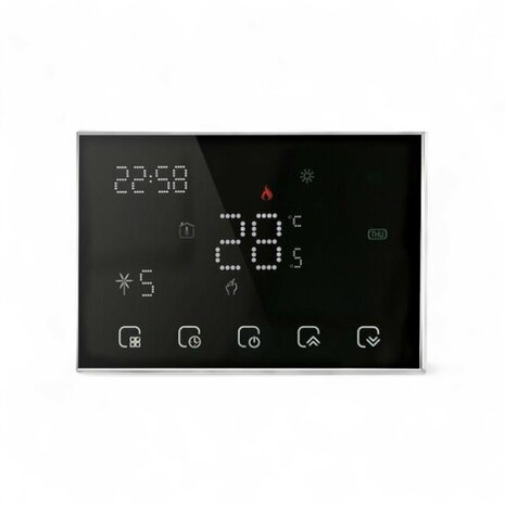 Wifi Draadloze Thermostaat met Touchscreen voor alle type verwarming (zwart)