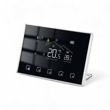 Wifi Draadloze Thermostaat met Touchscreen voor alle type verwarming (zwart)