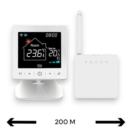 Wifi Draadloze Thermostaat met Tiptoetsen voor C.V. Installatie (wit)