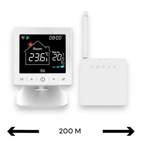 Wifi Draadloze Thermostaat met Tiptoetsen voor C.V. Installatie (zwart/wit)