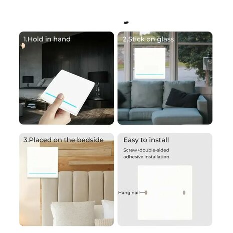RF 433Mhz Slimme Draadloze Schakelaar Zwart (1-knop) - LOSSE KNOP