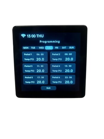 Wifi Inbouw Thermostaat met Full Screen TFT voor C.V. Installatie (zwart)