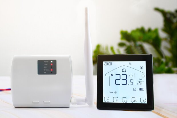 Wifi Draadloze Thermostaat met Touchscreen voor C.V. Installatie (zwart)