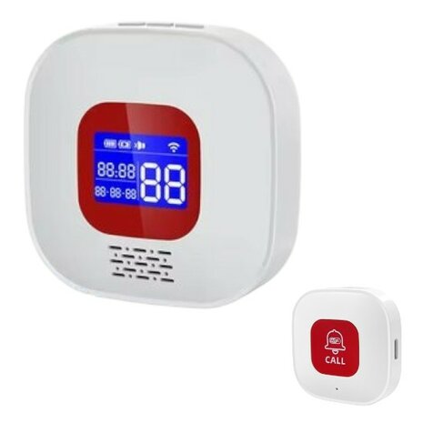 SOS Knoppen (2x) voor Ouderen Inclusief Extern Monitor met batterijlevel van ontvanger