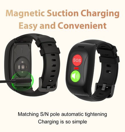 SOS Horloge 2-knops met 2-weg communicatie en hartslagmeter (GPS optie)