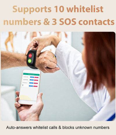 SOS Horloge 2-knops met 2-weg communicatie en hartslagmeter (GPS optie)