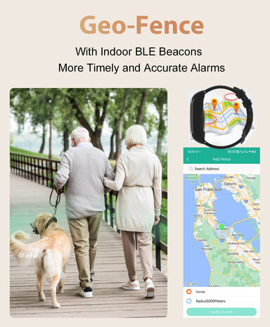 SOS Horloge 2-knops met 2-weg communicatie en hartslagmeter (GPS optie)