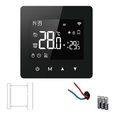 Thermostat Wi-Fi en saillie avec écran tactile pour chauffage central (noir)