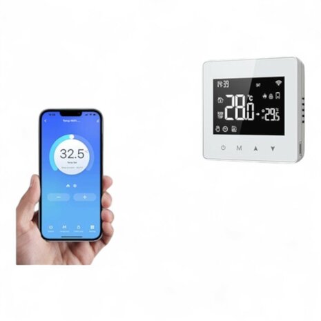 Thermostat Wi-Fi en saillie avec écran tactile pour chauffage central (noir)