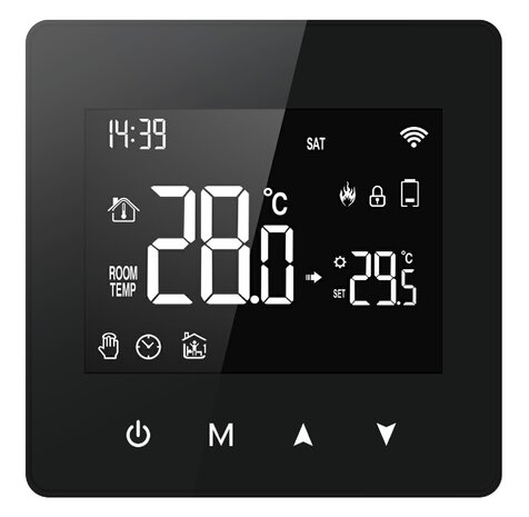 Thermostat Wi-Fi en saillie avec écran tactile pour chauffage central (noir)