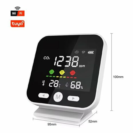 luchtkwaliteitmeter op accu Co2 | Hygro | (met display)