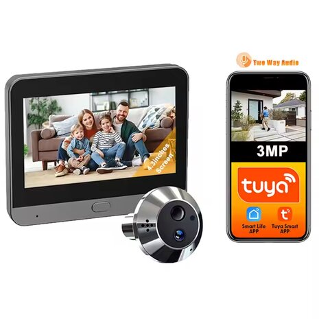 Deurspion camera inclusief Scherm 1080P met opname functie en 2-weg audio
